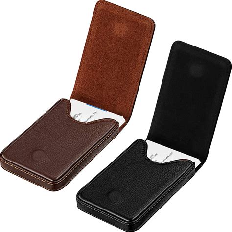 Outus 2 Pieces Business Card Holder, Business Card Wallet PU Leather Business Card Case Pocket ...