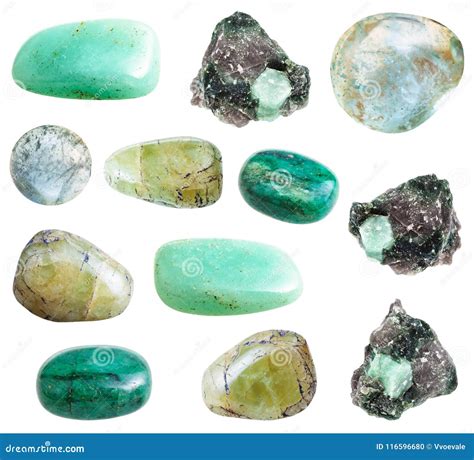 Collection of Green Beryl Gemstones Isolated Stock Photo - Image of gemmological, nature: 116596680