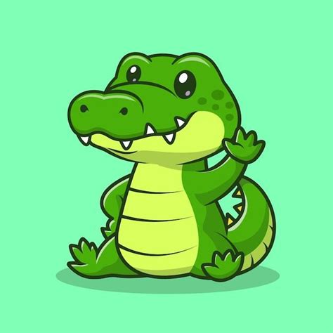 Free Vector | Cute crocodile waving hand cartoon vector icon ...