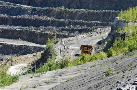 Premium Photo | Technique works in a large mining quarry