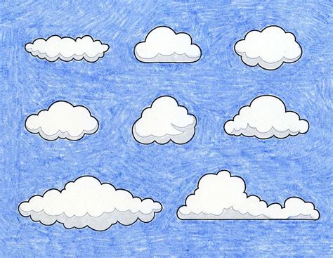 Easy How to Draw Clouds Tutorial and Clouds Coloring Page | Dövme fikirleri