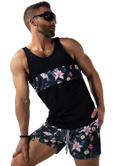 Black Floral Swim Trunks Men - Trendy Swim Shorts