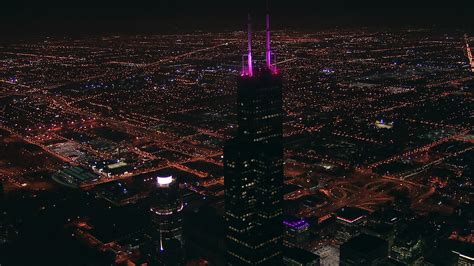 HD stock footage aerial video approach the top of iconic Willis Tower ...