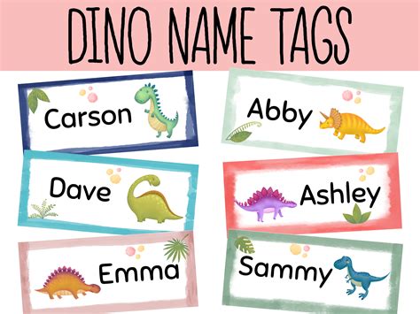 Classroom Name Tags Template Dinosaur Editable Printable Elementary ...