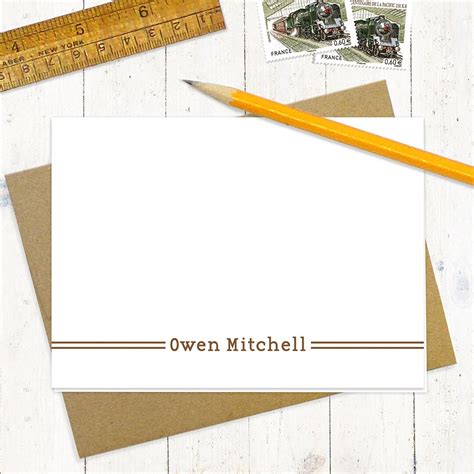 personalized note cards stationery set DOUBLE LINES set of