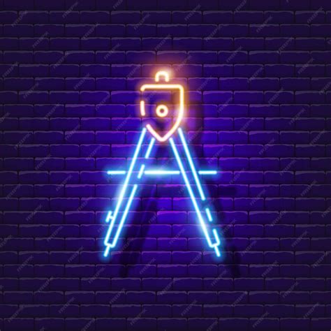 Premium Vector | Compass for drawing neon sign drawing lesson glowing ...