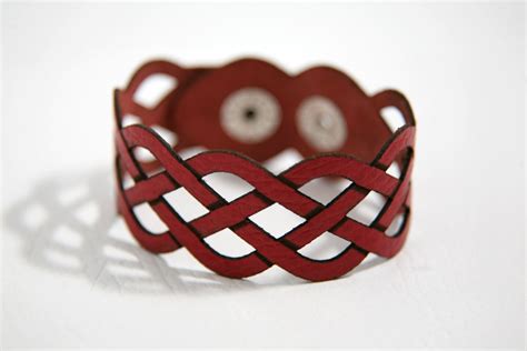 Celtic Knot Bracelet, Celtic Weave Bracelet, Celtic Leather Cuff, Laser ...