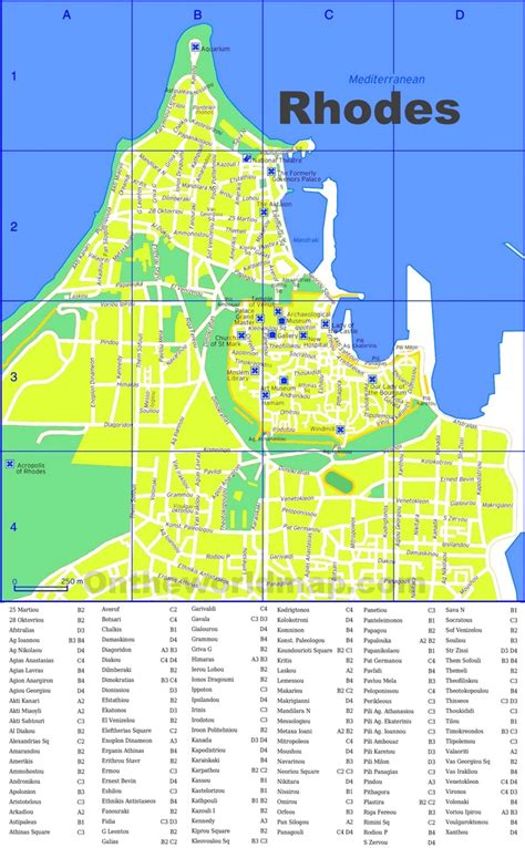 Rhodes City street map - Ontheworldmap.com