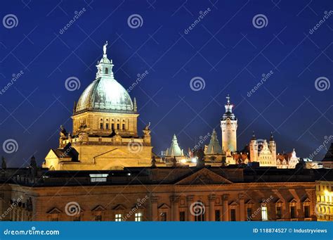 Skyline Leipzig in Germany at Night - Federal Administrative Cou Stock Image - Image of federal ...