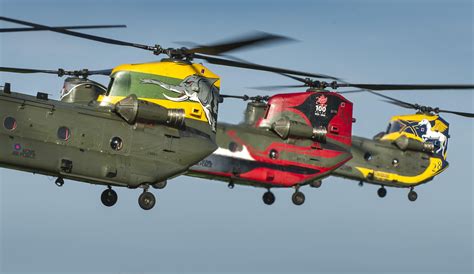 RAF Chinooks with special tail livery to commerate the squadrons 100th ...