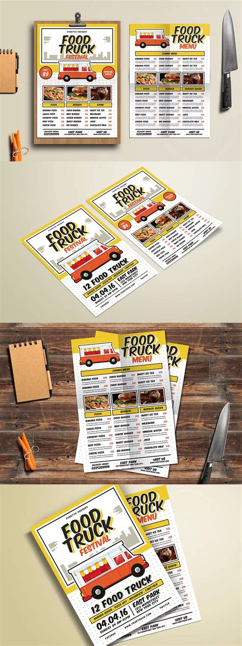 Food Truck Festival Poster / Flyer / Menu Template AI, PSD | Truck ...