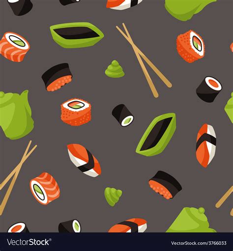 Seamless pattern with sushi Royalty Free Vector Image