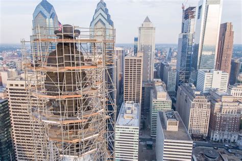 Photos: City Hall’s William Penn statue undergoing restoration, as seen ...