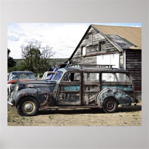 PACKARD WOODY STATION WAGON c. 1940's Poster | Zazzle