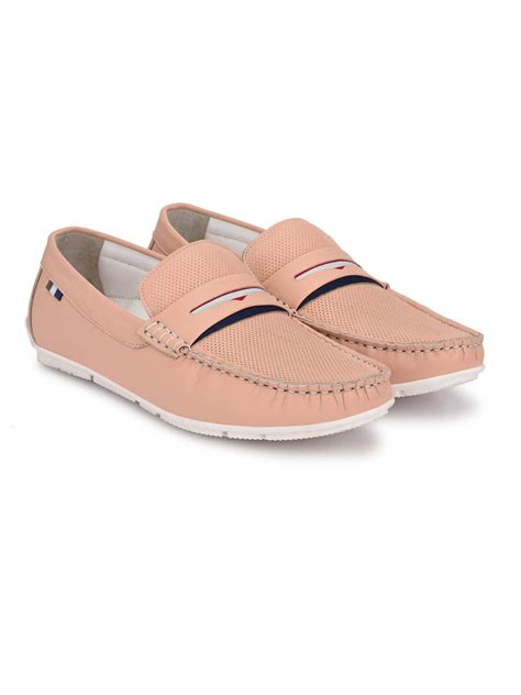 Men Pink Leather Casual Slip-on Loafers