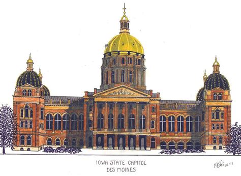 Iowa State Capitol Drawing Artwork by my 87 year old Grandfather ...