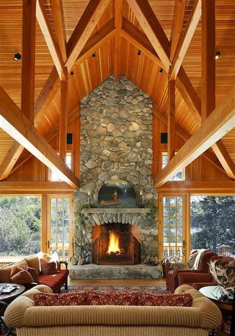 60 Stunning Log Cabin Homes Fireplace Design Ideas | Home fireplace, Rustic cabin, Cabin style