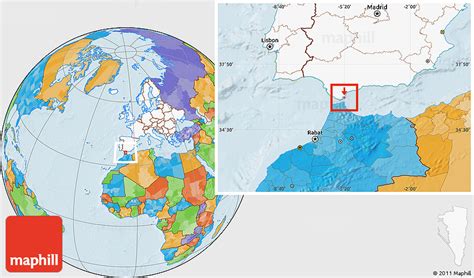 Political Location Map of Gibraltar, highlighted continent