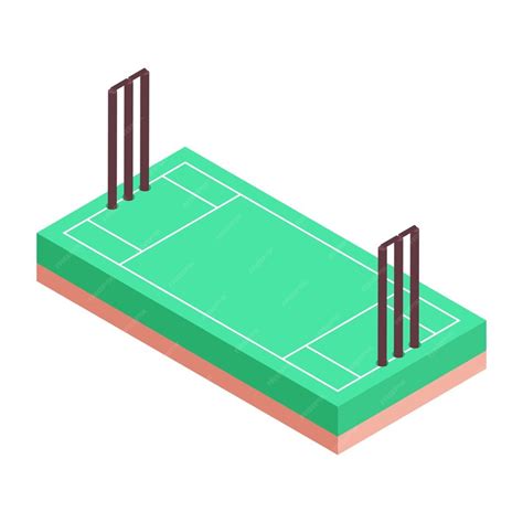 Premium Vector | Cricket pitch illustration in isometric style