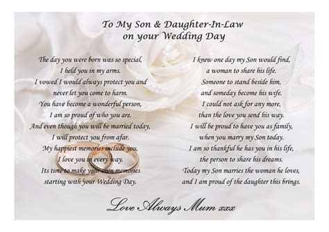 Poem to Son and Daughter-in-law on your wedding day from | Etsy