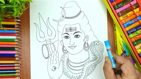 how to draw lord shiva with oil pastels || Easy drawing of Mahadev step by step - YouTube