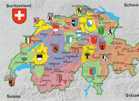 A map of the Swiss Cantons. | Switzerland travel, Map of switzerland, Switzerland