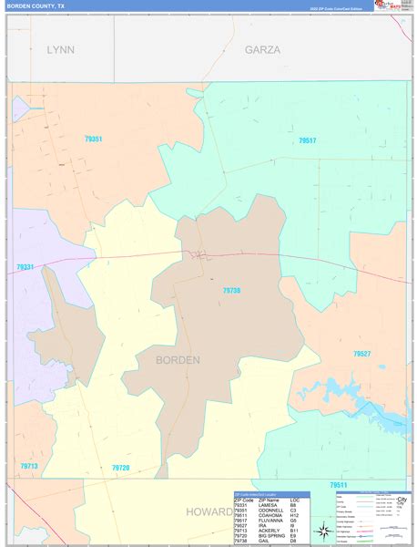 Borden County, TX Wall Map Color Cast Style by MarketMAPS - MapSales