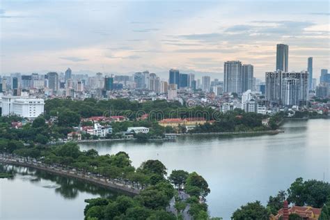 Aerial View of Hanoi Skyline at West Lake or Ho Tay. Hanoi Cityscape at ...