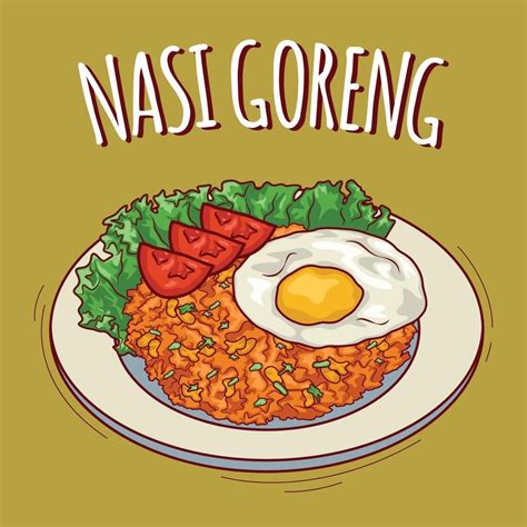 Nasi Goreng Illustration - Indonesian Food Cartoon Style