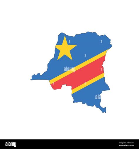 Democratic Republic of the Congo national flag in a shape of country ...