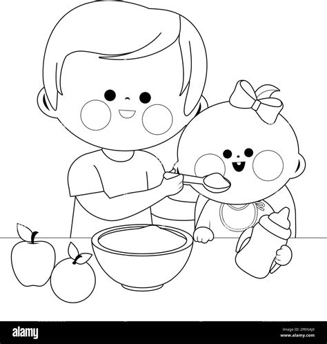 Child and parent eating fruit Black and White Stock Photos & Images - Alamy