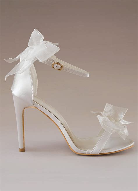 White Lace Bow White High Heels Wedding Shoes Shoes | Azazie