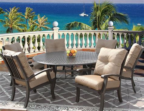 Outdoor Patio Furniture 7pc Dining Set for 6 Person with 71" Round ...
