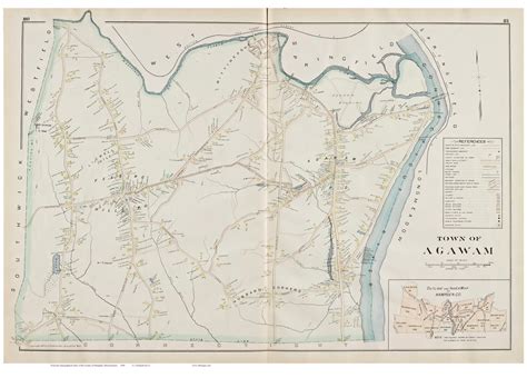 Agawam, Massachusetts 1894 Old Town Map Reprint - Hampden Co. - OLD MAPS