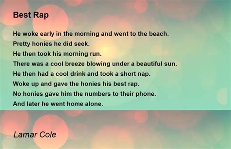 Best Rap - Best Rap Poem by Lamar Cole