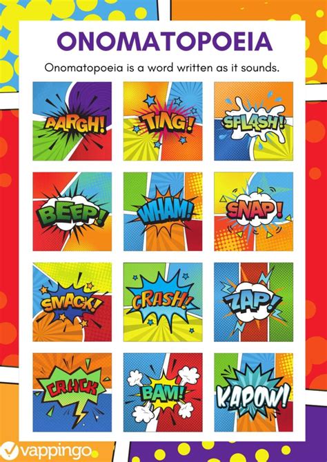 101 Examples of Onomatopoeia in Sentences - Worksheets Library