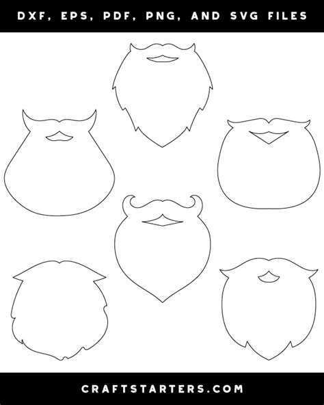 Santa Claus Beard Outline Patterns: DFX, EPS, PDF, PNG, and SVG Cut Files