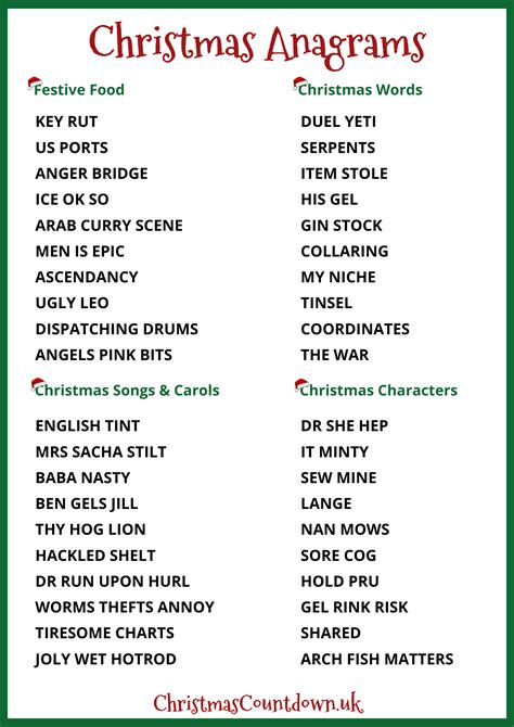 Christmas Anagrams Quiz Questions With Answers 2024