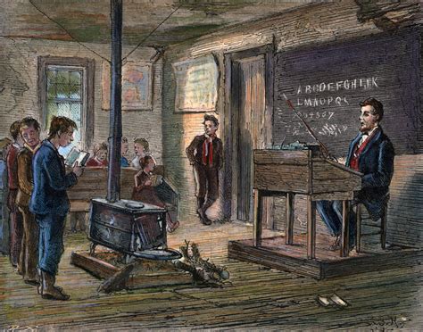 19th-Century Lithograph of a One-Room Schoolhouse posters & prints by Corbis