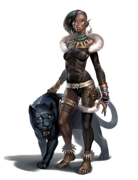 Female Human Druid with Panther | Black women art, Dungeons and dragons ...