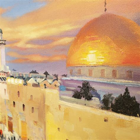 Jerusalem Painting Cityscape Canvas Print City Painting Temple Mount Urban Art Israel Painting ...