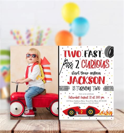 Two Fast Birthday Invitation Editable 2 Curious Invitation | Etsy