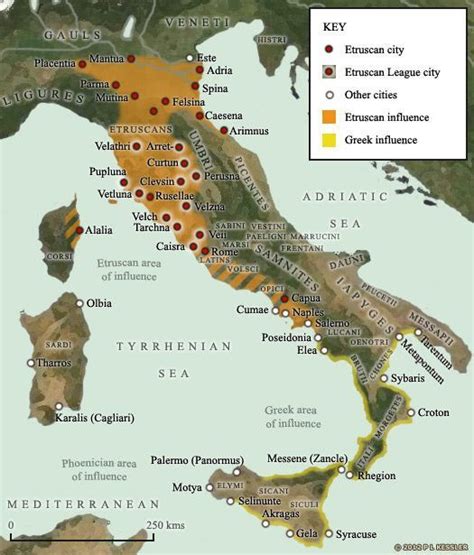 Map of Etruscan and Greek influence in Italy | Kingdom of italy, Italy map, Italy illustration