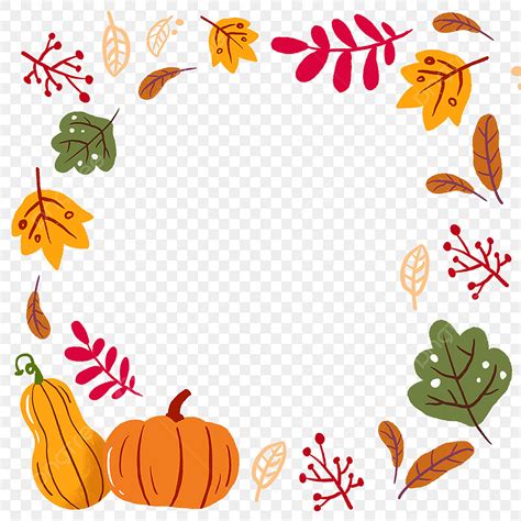 Autumn Leaves Border PNG Picture, Cartoon Pumpkin Leaves Autumn Leaf ...