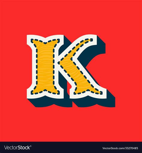 K letter sports team logo in tackle twill style Vector Image