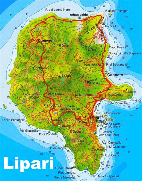 Lipari tourist map - Ontheworldmap.com