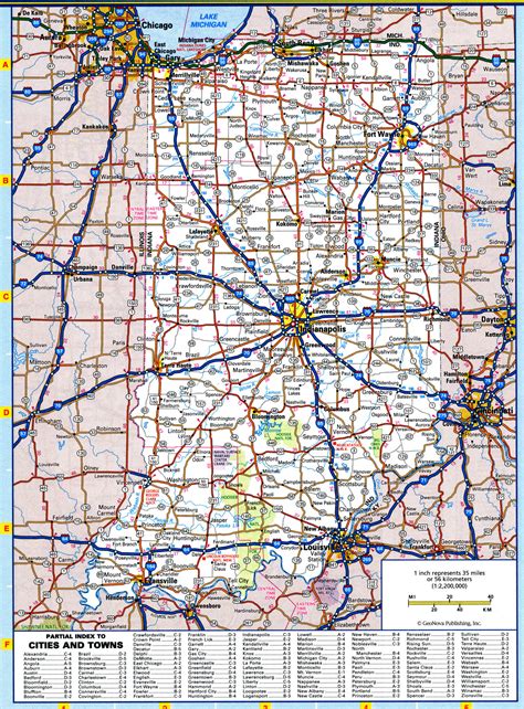 Map of Indiana roads and highways. Free printable road map of Indiana