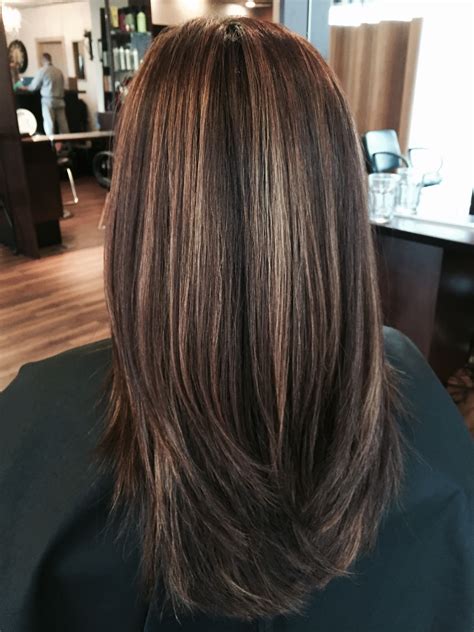 Brown warm balayage | Brunette hair color, Hair highlights, Balayage straight hair