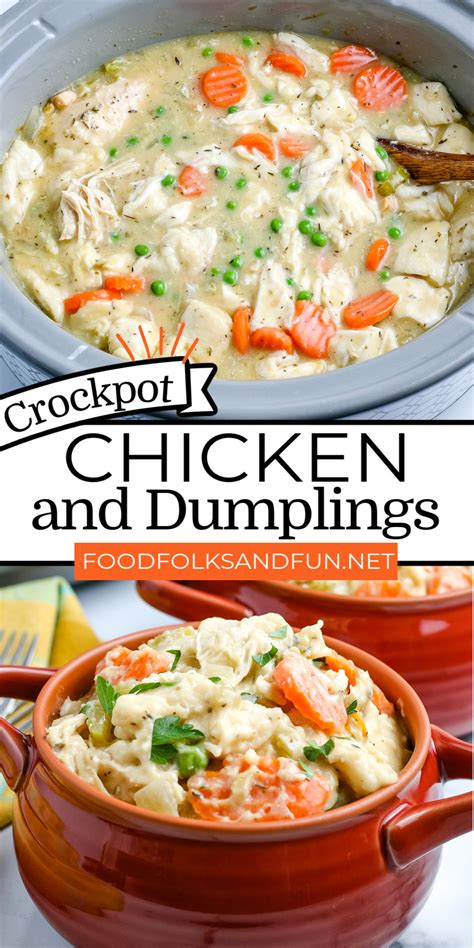 Easy Crockpot Chicken and Dumplings with Biscuits • Food Folks and Fun