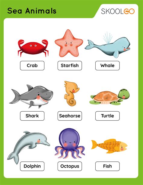 Sea Animals - Free Worksheet - SKOOLGO